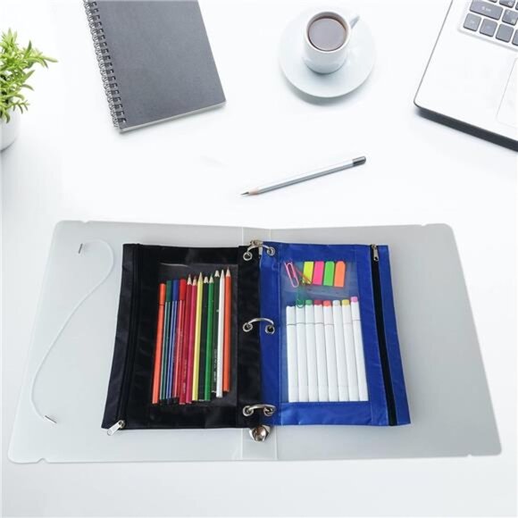 Pencil Pouch for 3 Ring Binder, Binder Pouches with Zipper Bulk, Pen - Picture 6 of 7